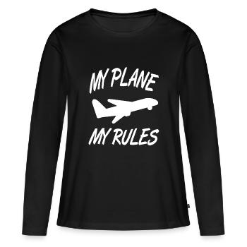 Avion - T-shirt manches longues Premium bio Femme - noir - Devant - Julia (174cm)