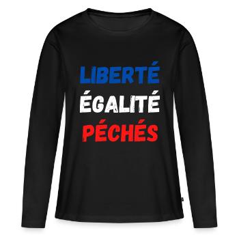 Liberté égalité péchés - T-shirt manches longues Premium bio Femme - noir - Devant - Julia (174cm)