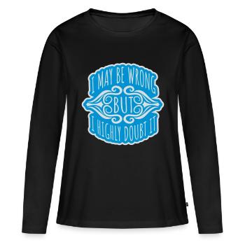 Je peux me tromper - T-shirt manches longues Premium bio Femme - noir - Devant - Julia (174cm)