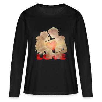 Love Shining - Rays of Love - Heart Couple - Women's Premium Organic Long Sleeve Shirt - black - Front - Julia (174cm)