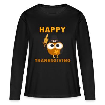 Joyeux Thanksgiving - T-shirt manches longues Premium bio Femme - noir - Devant - Julia (174cm)