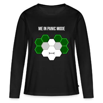 Moi en mode panique - T-shirt manches longues Premium bio Femme - noir - Devant - Julia (174cm)