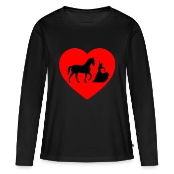 Cheval - T-shirt manches longues Premium bio Femme - noir - Devant - Julia (174cm)