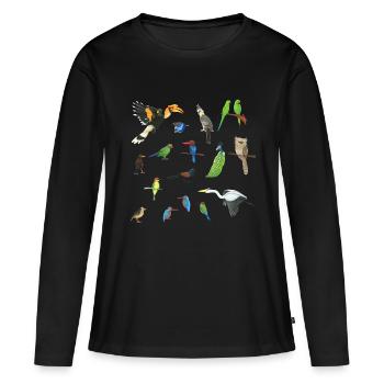 Asiens Vögel - Frauen Premium Bio Langarmshirt - Schwarz - Vorne - Julia (174cm)