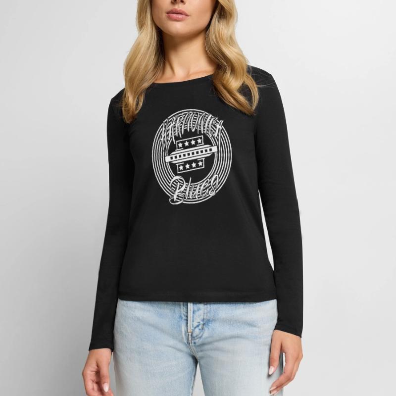 White blues harmonica for harmonica player Women's Premium Organic Long Sleeve Shirt