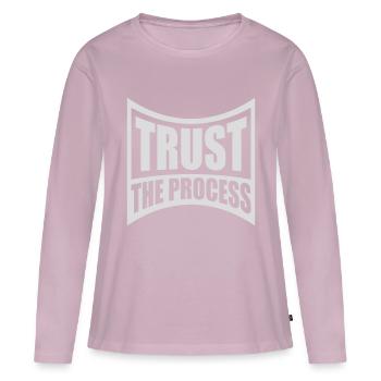 faire confiance au processus Devis - T-shirt manches longues Premium bio Femme - rose poudré - Devant - Julia (174cm)