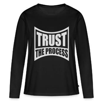faire confiance au processus Devis - T-shirt manches longues Premium bio Femme - noir - Devant - Julia (174cm)
