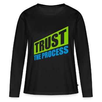 faire confiance au processus Devis - T-shirt manches longues Premium bio Femme - noir - Devant - Julia (174cm)