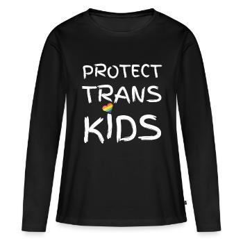 Protéger les enfants trans - T-shirt manches longues Premium bio Femme - noir - Devant - Julia (174cm)