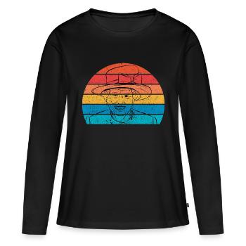 Reine Elizabeth II rétro vintage Elizabeth 2 - T-shirt manches longues Premium bio Femme - noir - Devant - Julia (174cm)