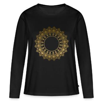 MANDALA 004 - T-shirt manches longues Premium bio Femme - noir - Devant - Julia (174cm)