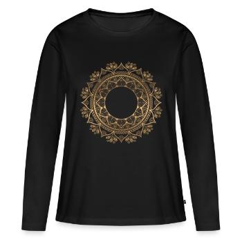 MANDALA 008 - T-shirt manches longues Premium bio Femme - noir - Devant - Julia (174cm)