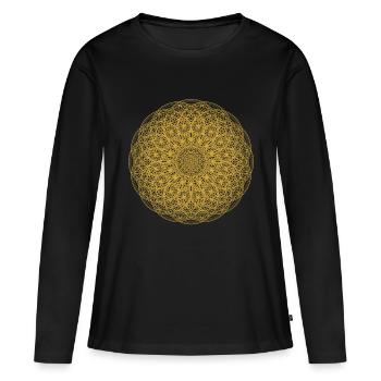 Fleur de vie Mandala - T-shirt manches longues Premium bio Femme - noir - Devant - Julia (174cm)