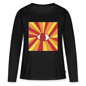 Hippie Ethno Goa Eye Dessin 60s 70s 80s - T-shirt manches longues Premium bio Femme - noir - Devant - Julia (174cm)