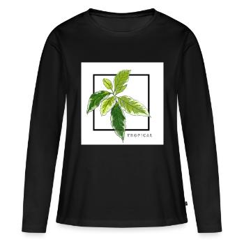 TROPICAL - T-shirt manches longues Premium bio Femme - noir - Devant - Julia (174cm)