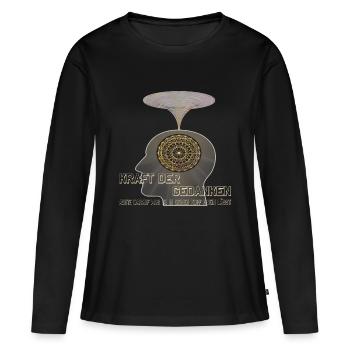 Kraft der Gedanken - Frauen Premium Bio Langarmshirt - Schwarz - Vorne - Julia (174cm)