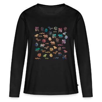 Figures aztèques - T-shirt manches longues Premium bio Femme - noir - Devant - Julia (174cm)
