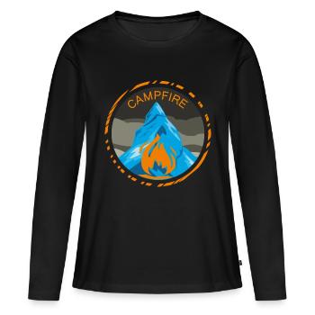 Feu de camp - T-shirt manches longues Premium bio Femme - noir - Devant - Julia (174cm)