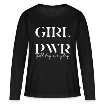 Frauenpower - Frauen Premium Bio Langarmshirt - Schwarz - Vorne - Julia (174cm)