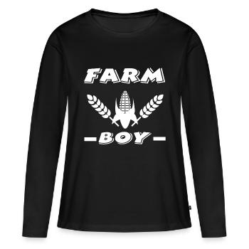 Ferme - T-shirt manches longues Premium bio Femme - noir - Devant - Julia (174cm)
