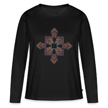 Géo Fleurs - T-shirt manches longues Premium bio Femme - noir - Devant - Julia (174cm)