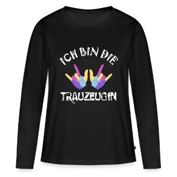 Ich bin die Trauzeugin - Frauen Premium Bio Langarmshirt - Schwarz - Vorne - Julia (174cm)