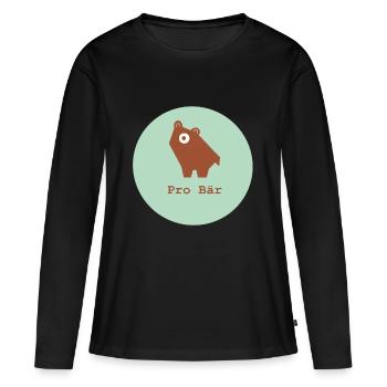Pro Bär, Pro Braunbär, Pro Natura - Frauen Premium Bio Langarmshirt - Schwarz - Vorne - Julia (174cm)
