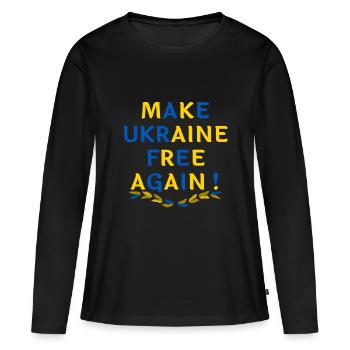 Ukraine - T-shirt manches longues Premium bio Femme - noir - Devant - Julia (174cm)