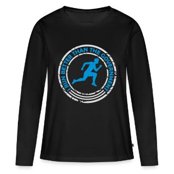 mieux fonctionner que le gouvernement - T-shirt manches longues Premium bio Femme - noir - Devant - Julia (174cm)