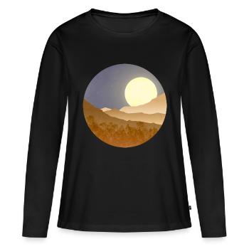 Lune dans le paysage nocturne - T-shirt manches longues Premium bio Femme - noir - Devant - Julia (174cm)