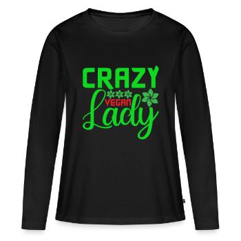 Crazy Vegan Lady - T-shirt manches longues Premium bio Femme - noir - Devant - Julia (174cm)