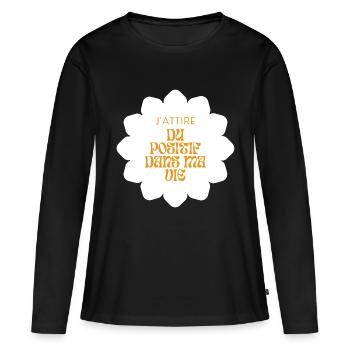 Positive attitude - T-shirt manches longues Premium bio Femme - noir - Devant - Julia (174cm)