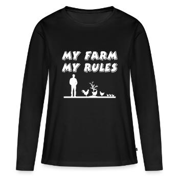 Ferme - T-shirt manches longues Premium bio Femme - noir - Devant - Julia (174cm)