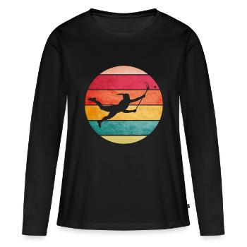 Unihockey Ballabnahme - Frauen Premium Bio Langarmshirt - Schwarz - Vorne - Julia (174cm)