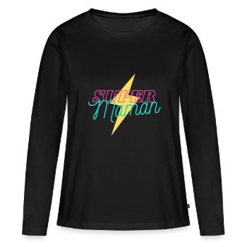 une super maman - T-shirt manches longues Premium bio Femme - noir - Devant - Julia (174cm)