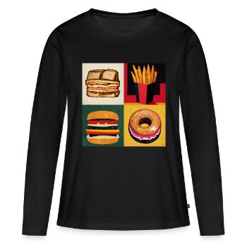MENU ALL OF FAME - T-shirt manches longues Premium bio Femme - noir - Devant - Julia (174cm)