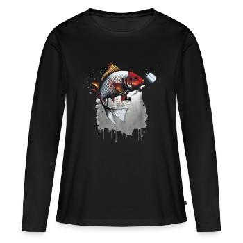 Carpe japonaise - T-shirt manches longues Premium bio Femme - noir - Devant - Julia (174cm)