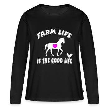 Ferme - T-shirt manches longues Premium bio Femme - noir - Devant - Julia (174cm)
