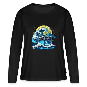 Fusion du bus et du puits - T-shirt manches longues Premium bio Femme - noir - Devant - Julia (174cm)