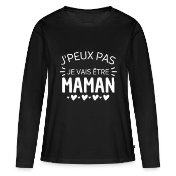 je peux pas je vais être maman. cadeau maman. - T-shirt manches longues Premium bio Femme - noir - Devant - Julia (174cm)