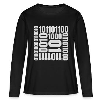 Binary Code Program Language - Women's Premium Organic Long Sleeve Shirt - black - Front - Julia (174cm)