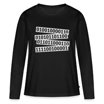 Binary Code Program Language - Women's Premium Organic Long Sleeve Shirt - black - Front - Julia (174cm)