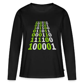 Binary Code Program Language - Women's Premium Organic Long Sleeve Shirt - black - Front - Julia (174cm)