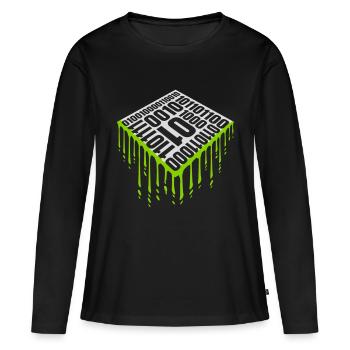 Binary Code Program Language - Women's Premium Organic Long Sleeve Shirt - black - Front - Julia (174cm)