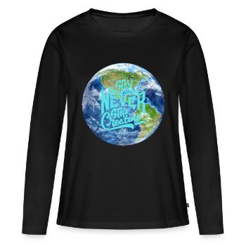 Planète Terre - T-shirt manches longues Premium bio Femme - noir - Devant - Julia (174cm)
