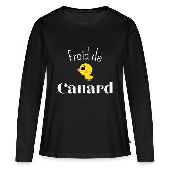 Froid de canard - T-shirt manches longues Premium bio Femme - noir - Devant - Julia (174cm)