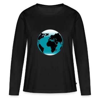 La planète Terre - T-shirt manches longues Premium bio Femme - noir - Devant - Julia (174cm)