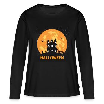Maison hantée d’Halloween - T-shirt manches longues Premium bio Femme - noir - Devant - Julia (174cm)