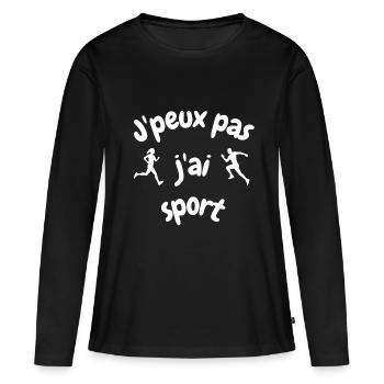 Meilleure site de vente de vetement en ligne - T-shirt manches longues Premium bio Femme - noir - Devant - Julia (174cm)