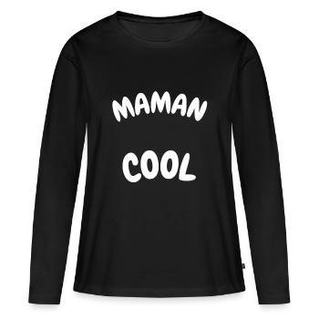 Idée cadeau maman pas cher , idée cadeau maman pas - T-shirt manches longues Premium bio Femme - noir - Devant - Julia (174cm)